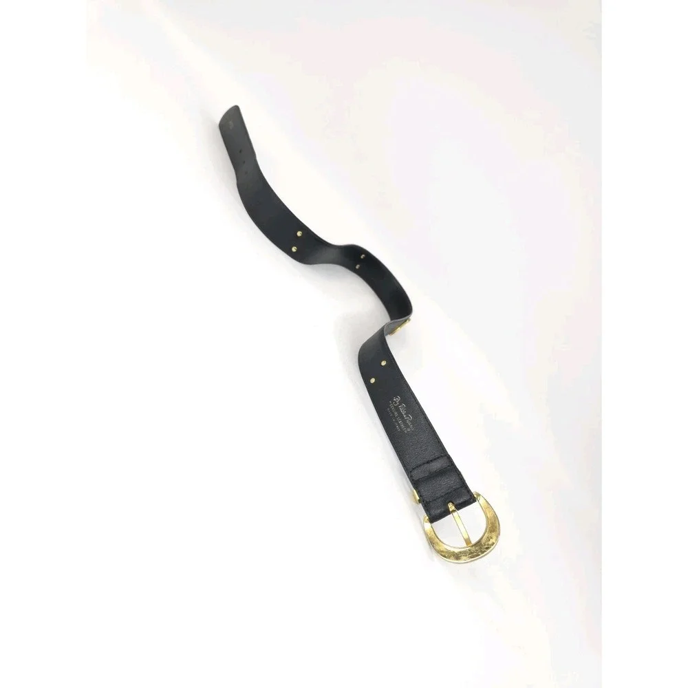 Paloma Picasso Leather Belt Black & Gold X Size Medium /75